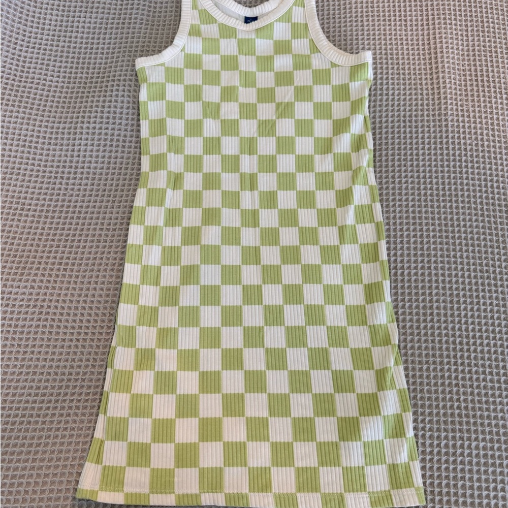 Old Navy Green and White Checkered Dress